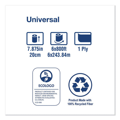 Tork Universal Hardwound Roll Towel, 1-Ply, 7.88" x 800 ft, Natural, 6/Carton