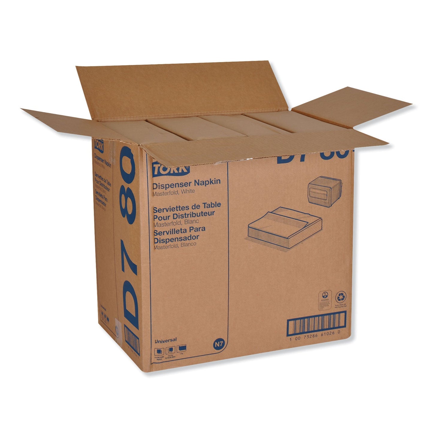Tork Universal Masterfold Dispenser Napkins, 1-Ply, 13" x 12", White, 6000/Carton