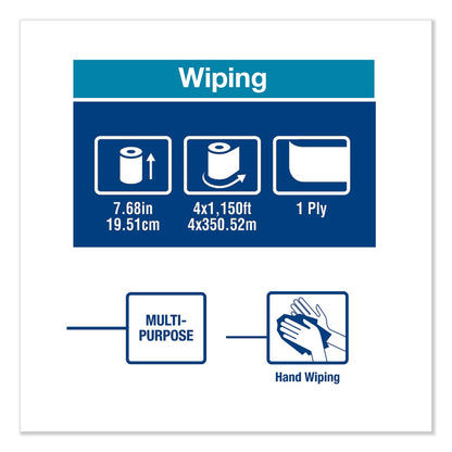 Tork Basic Paper Wiper Roll Towel, 7.68" x 1,150 ft, White, 4 Rolls/Carton