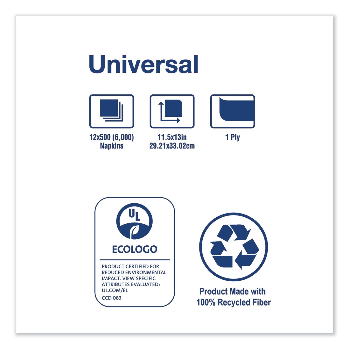 Tork Universal Luncheon Napkins, 1-Ply, 13" x 11.5", 1/4 Fold, Poly-Pack, White 6000/Carton