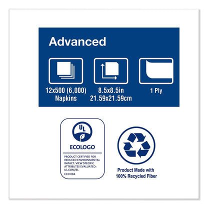 Tork Xpressnap Interfold Dispenser Napkins, 1-Ply, 8.5 x 8.5, White, 500/Pack, 12 Packs/Carton