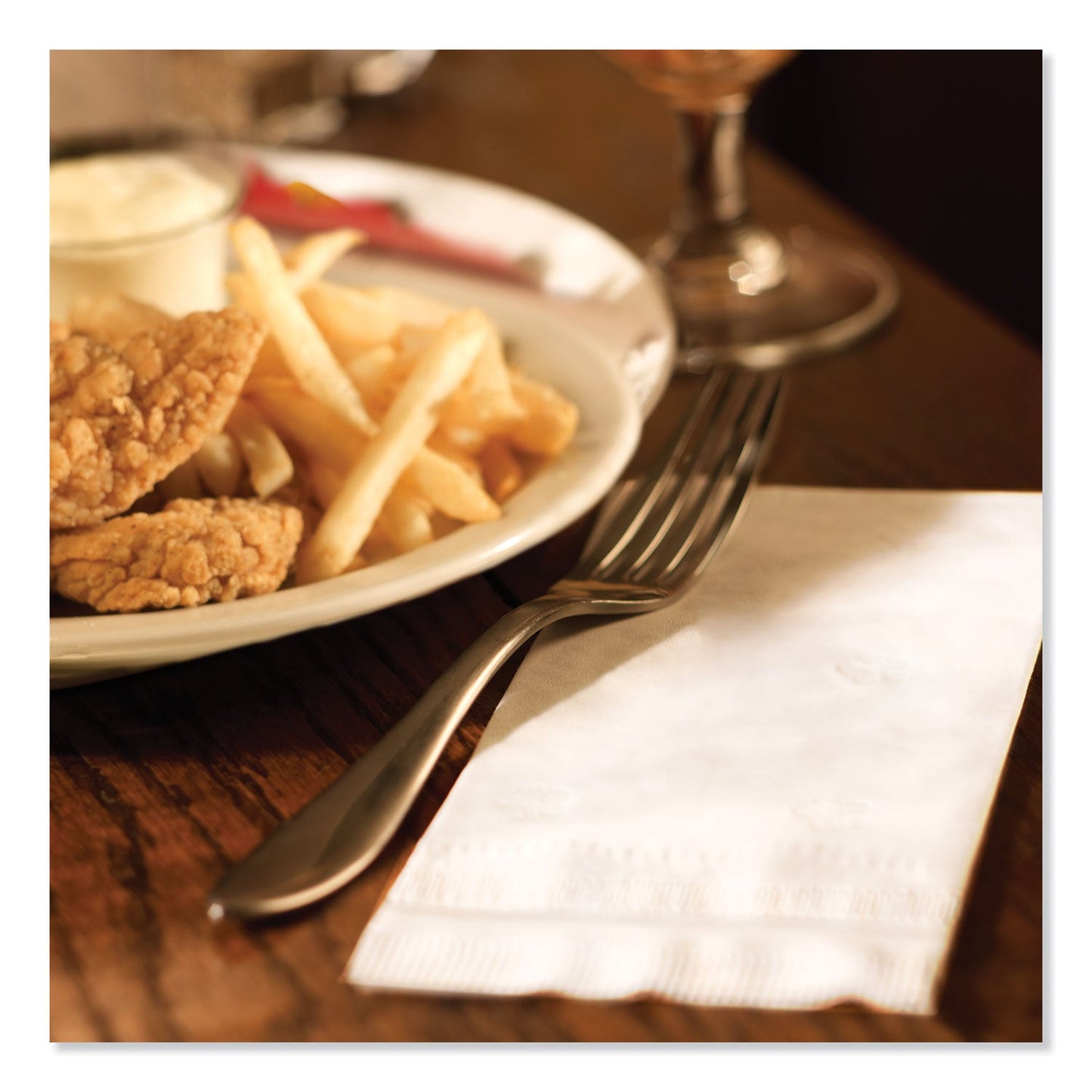 Tork Advanced Dinner Napkins, 2 Ply, 15" x 16.25", 1/8 Fold, White, 375/Packs, 8 Packs/Carton