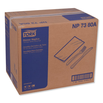 Tork Advanced Dinner Napkin,3-Ply,17" x 16.125",1/8 Fold, White,1740/CT