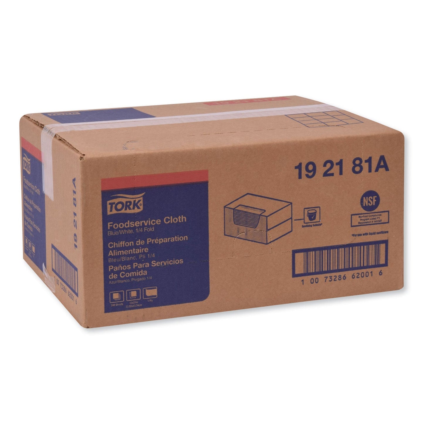 Tork Foodservice Cloth, 13 x 21, Blue, 240/Carton