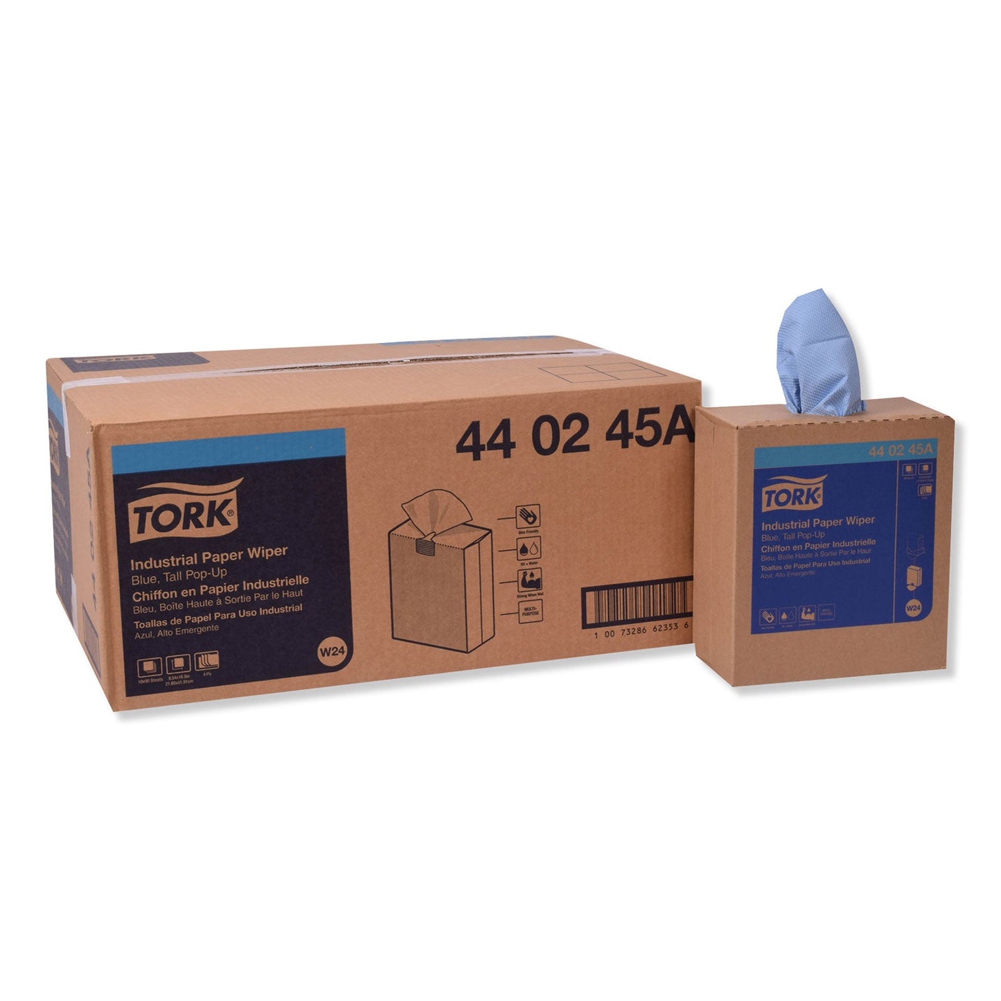 Tork Industrial Paper Wiper, 4-Ply, 8.54 x 16.5, Blue, 90 Towels/Box, 10 Boxes/Carton