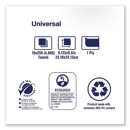 Tork Multifold Towels, 9.13 x 9.5, Natural White, 250/Pack, 16 Packs/Carton