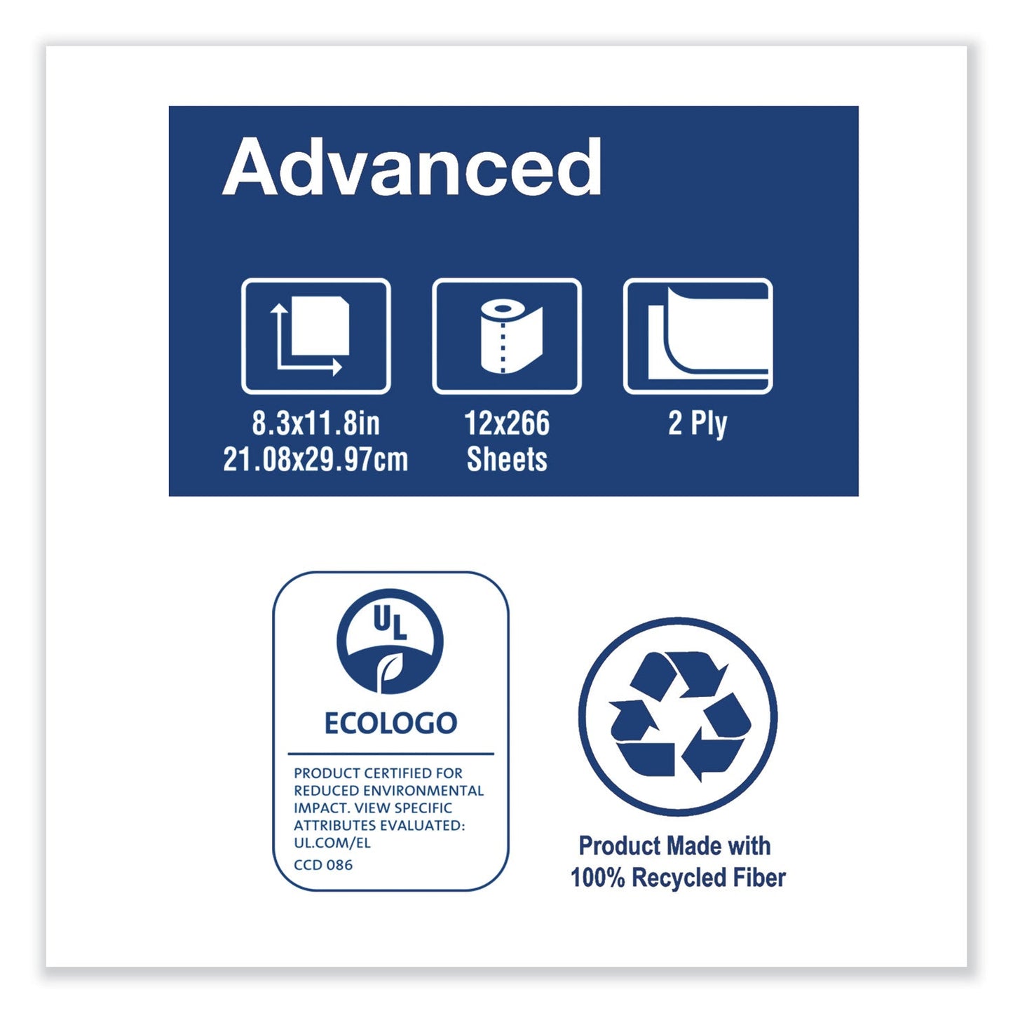 Tork Advanced Soft Mini Centerfeed Hand Towel, 2-Ply, 8.3 x 11.8, 266/Roll, 12 Rolls/Carton