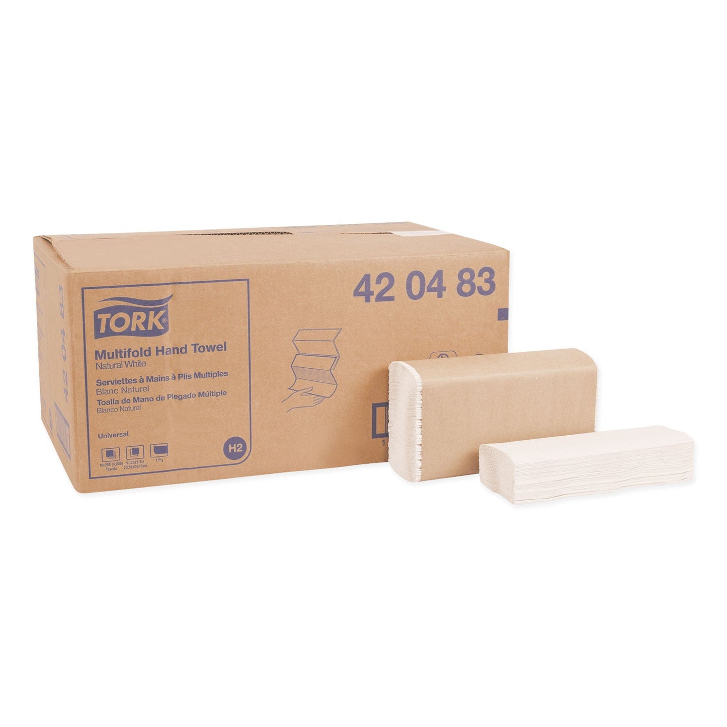 Tork Multifold Towels, 9.13 x 9.5, Natural White, 250/Pack, 16 Packs/Carton