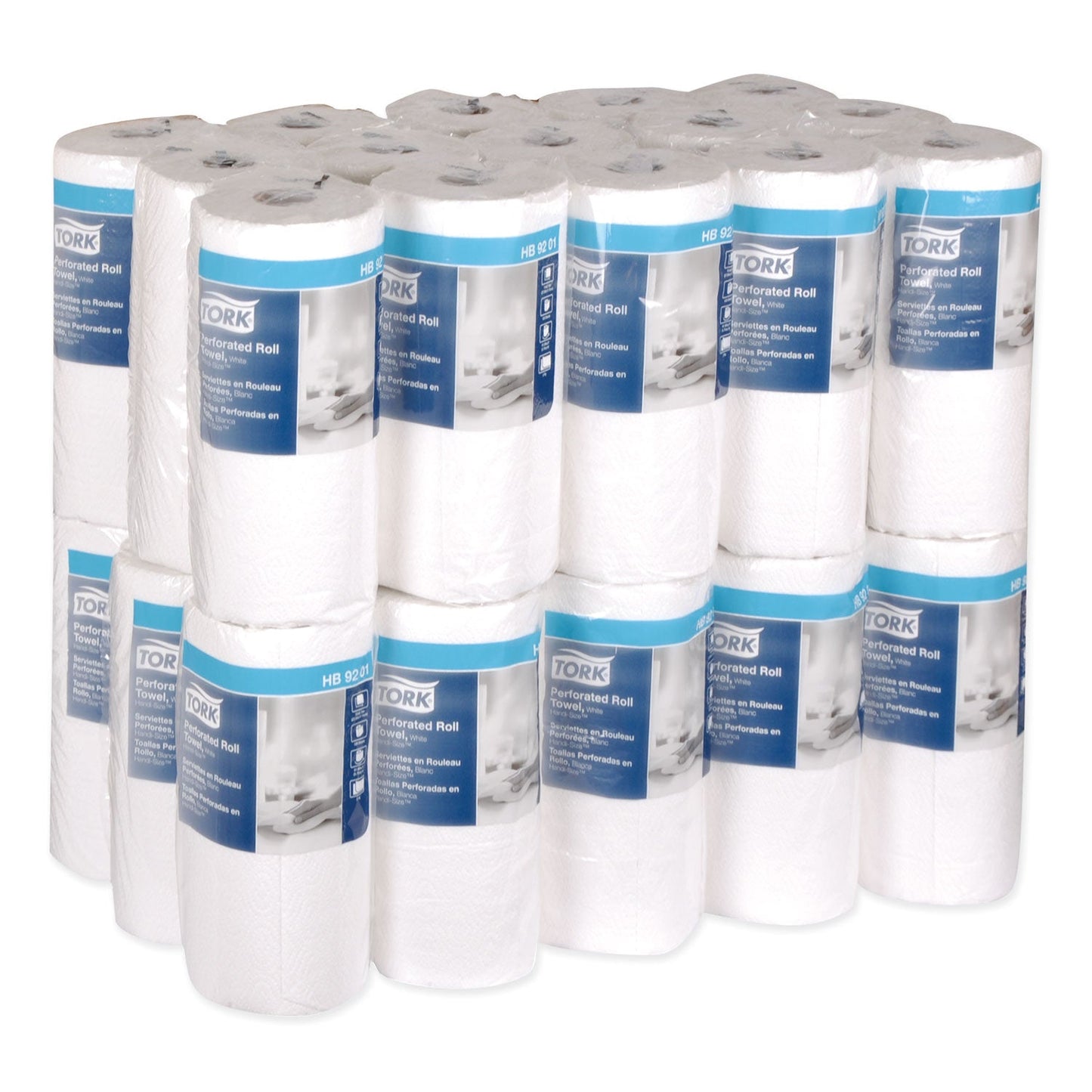 Tork Handi-Size Perforated Kitchen Roll Towel, 2-Ply, 11 x 6.75, White, 120/Roll, 30/Carton