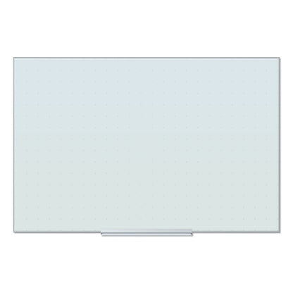 U Brands Floating Glass Ghost Grid Dry Erase Board, 36 x 24, White