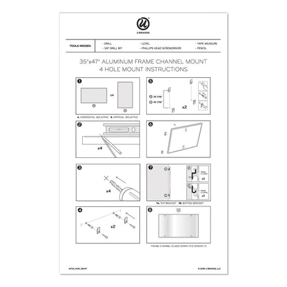U Brands PINIT Magnetic Dry Erase Board, 48 x 36, White