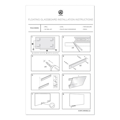 U Brands Floating Glass Dry Erase Undated One Month Calendar, 36 x 36, White