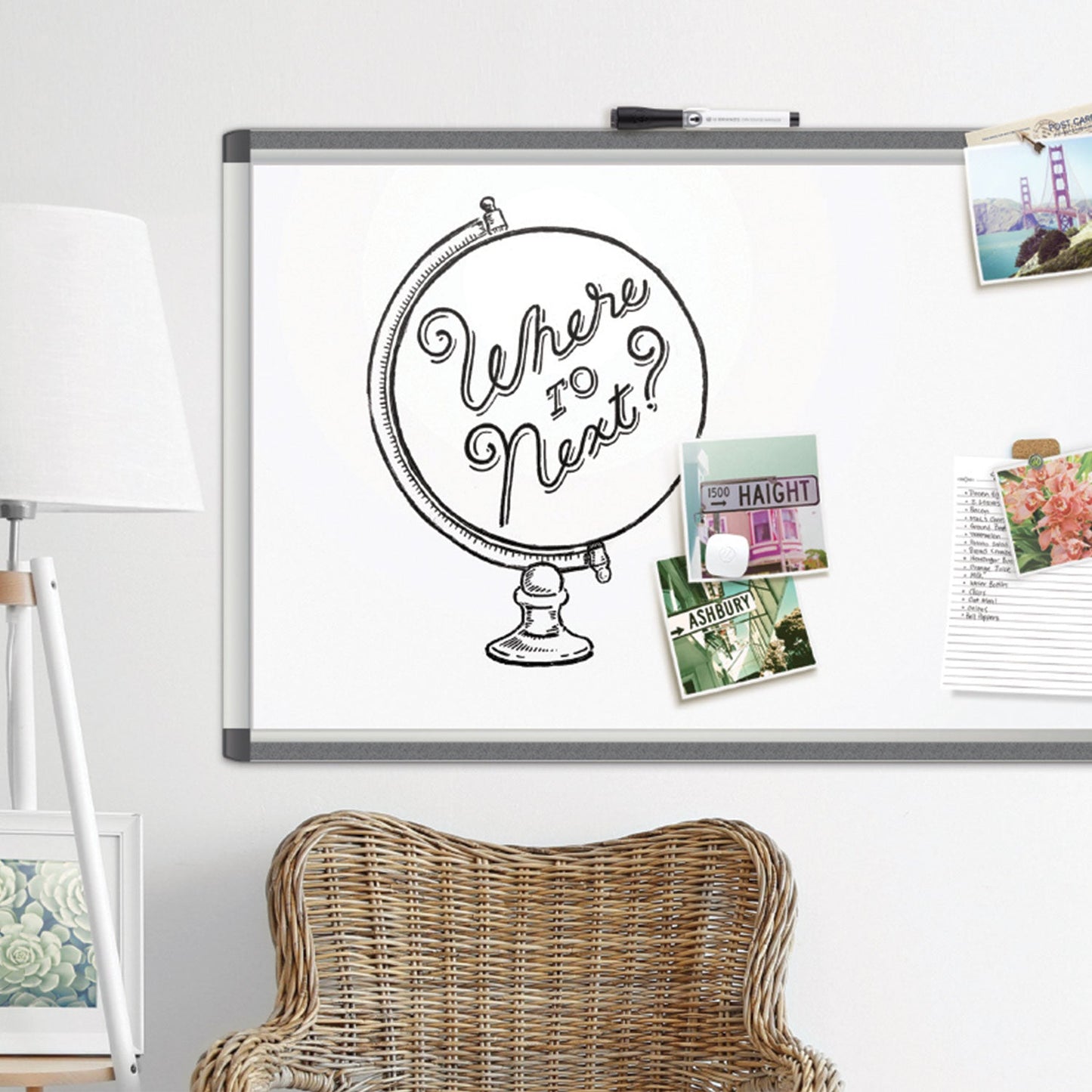 U Brands PINIT Magnetic Dry Erase Board, 36 x 24, White