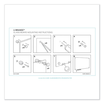 U Brands Magnetic Glass Dry Erase Board Value Pack, 36 x 24, White