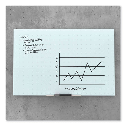U Brands Floating Glass Ghost Grid Dry Erase Board, 36 x 24, White