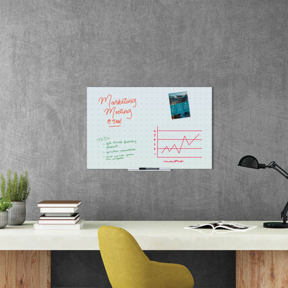 U Brands Floating Glass Ghost Grid Dry Erase Board, 36 x 24, White