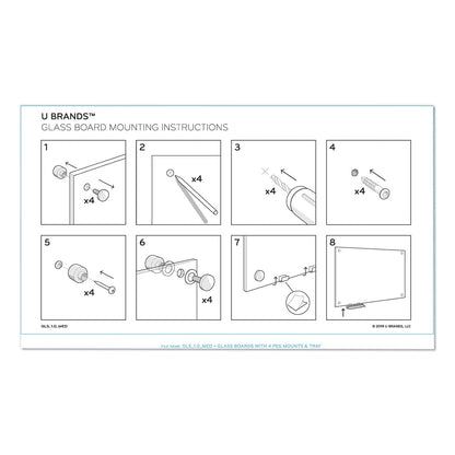 U Brands Magnetic Glass Dry Erase Board Value Pack, 72 x 36, White