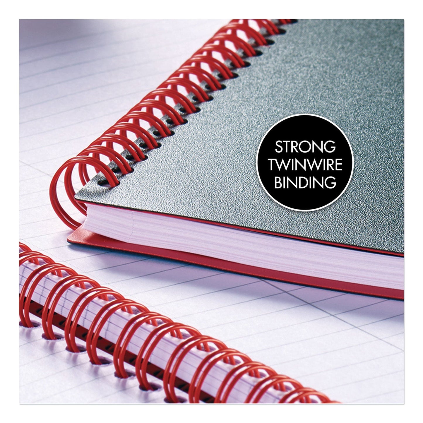 Black n' Red Flexible Cover Twinwire Notebook, SCRIBZEE Compatible, 1 Subject, Wide/Legal Rule, Black Cover, 11.75 x 8.25, 70 Sheets