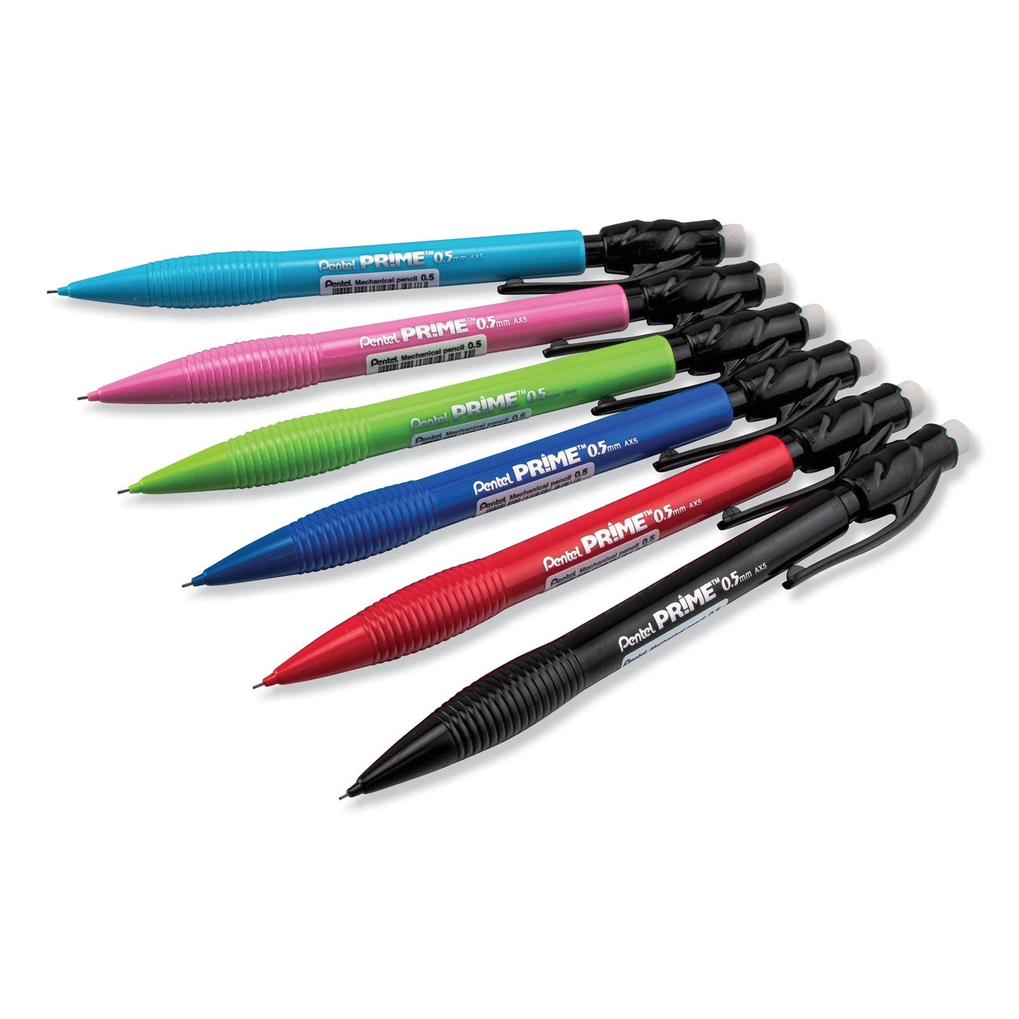 Pentel PRIME Mechanical Pencil, 0.5 mm, HB (#2.5), Black Lead, Assorted Barrel Colors, Dozen