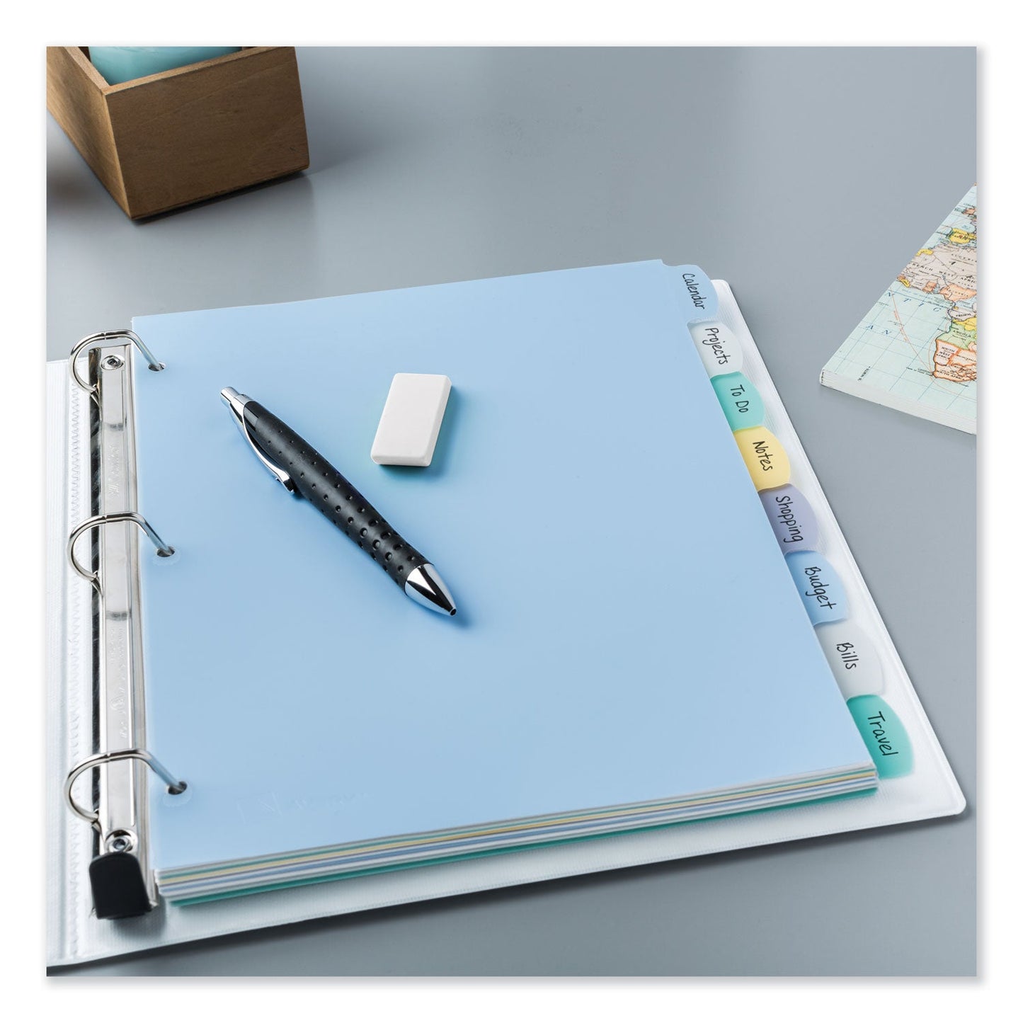 Avery Write and Erase Big Tab Durable Plastic Dividers, 3-Hole Punched, 8-Tab, 11 x 8.5, Assorted, 1 Set