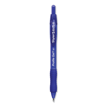 Paper Mate Profile Gel Pen, Retractable, Medium 0.7 mm, Blue Ink, Translucent Blue Barrel, 36/Pack
