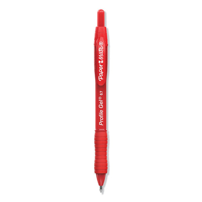 Paper Mate Profile Gel Pen, Retractable, Medium 0.7 mm, Red Ink, Translucent Red Barrel, Dozen