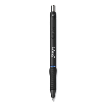 Sharpie S-Gel High-Performance Gel Pen, Retractable, Medium 0.7 mm, Blue Ink, Black Barrel, Dozen