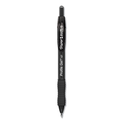 Paper Mate Profile Gel Pen, Retractable, Medium 0.7 mm, Black Ink, Translucent Black Barrel, Dozen