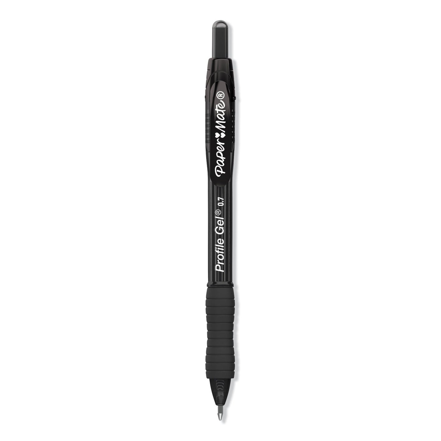 Paper Mate Profile Gel Pen, Retractable, Medium 0.7 mm, Black Ink, Translucent Black Barrel, 36/Pack