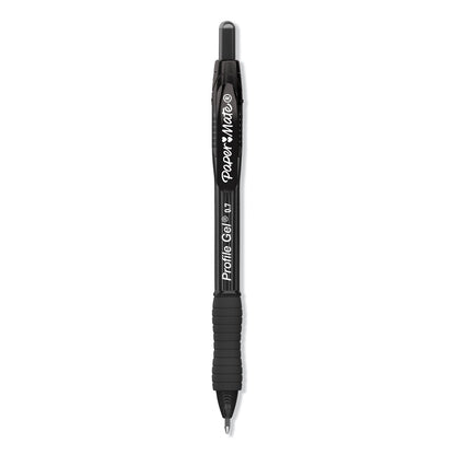 Paper Mate Profile Gel Pen, Retractable, Medium 0.7 mm, Black Ink, Translucent Black Barrel, 36/Pack