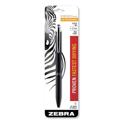 Zebra Sarasa Grand Gel Pen, Retractable, Medium 0.7 mm, Black Ink, Black Barrel