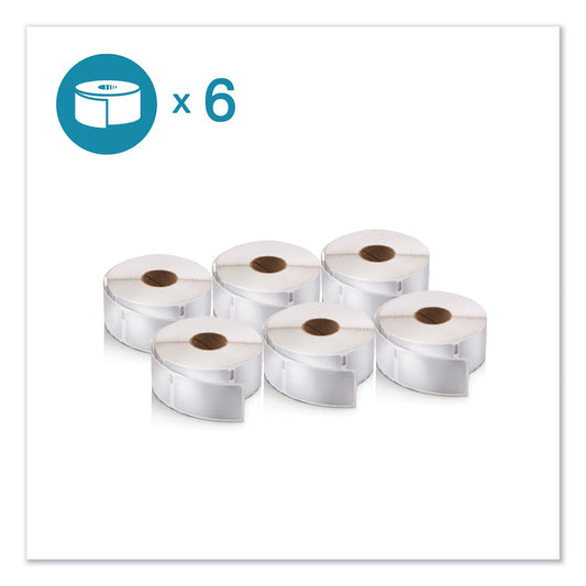 DYMO LW Address Labels, 0.75" x 2", White, 500 Labels/Roll, 6 Rolls/Pack