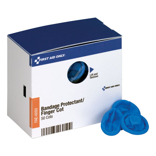 First Aid Only SmartCompliance Refill Finger Cots, Blue, Nitrile, 50/Box