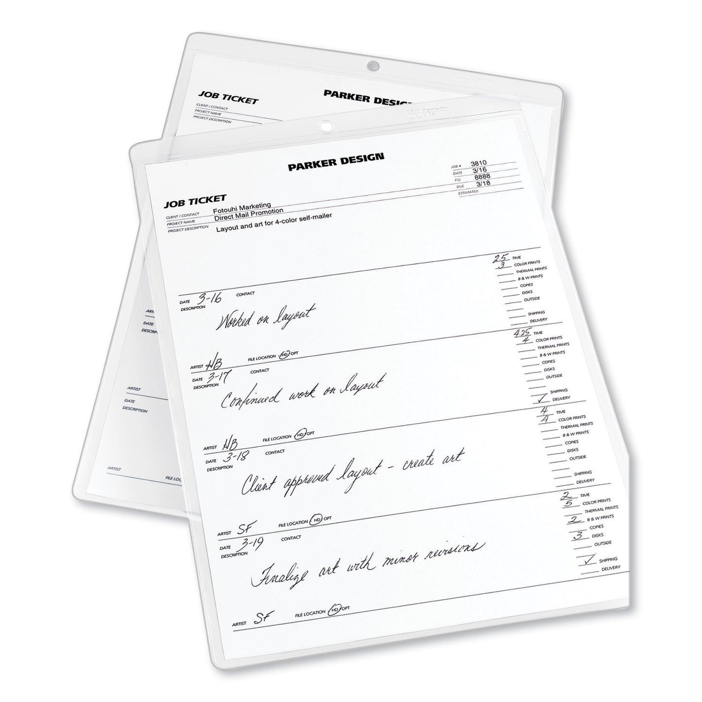 Avery Job Ticket Holders, Heavy Gauge Vinyl, 9 x 12, Clear, 10/Pack