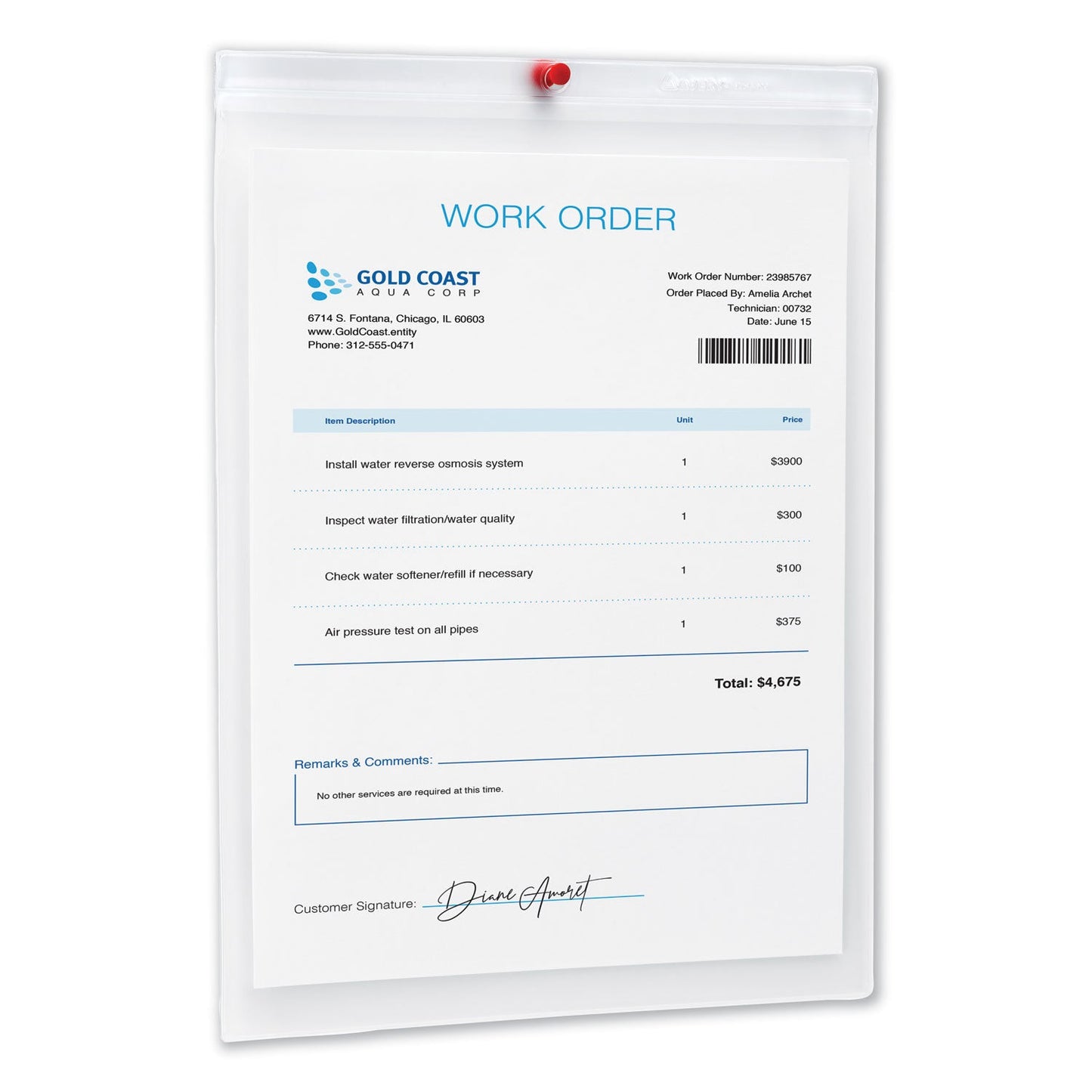 Avery Job Ticket Holders, Heavy Gauge Vinyl, 9 x 12, Clear, 10/Pack