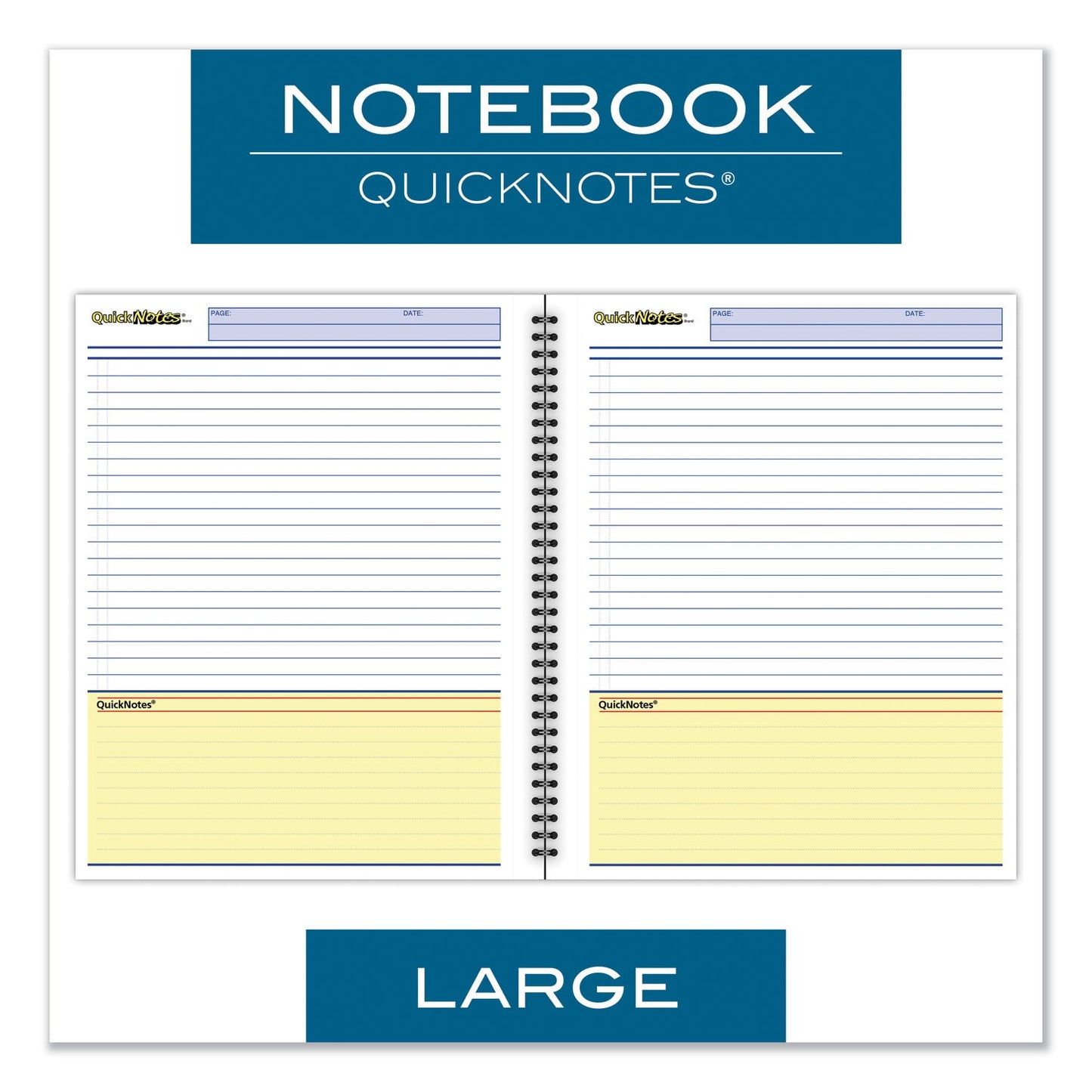 Cambridge Wirebound Guided QuickNotes Notebook, 1 Subject, List-Management Format, Dark Gray Cover, 11 x 8.5, 80 Sheets