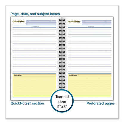 Cambridge Wirebound Guided QuickNotes Notebook, 1 Subject, List-Management Format, Dark Gray Cover, 8 x 5, 80 Sheets
