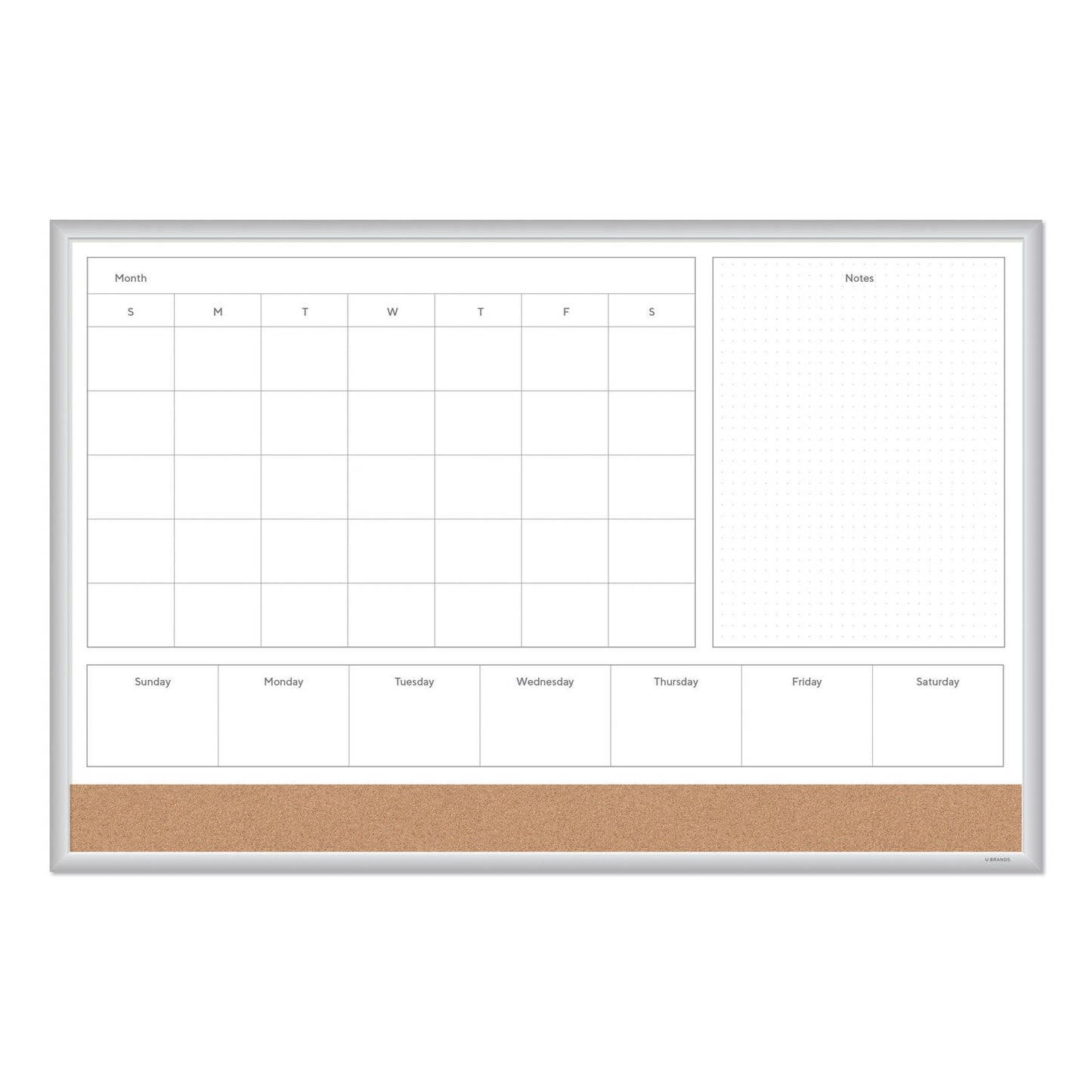 U Brands 4N1 Magnetic Dry Erase Combo Board, 36 x 24, White/Natural
