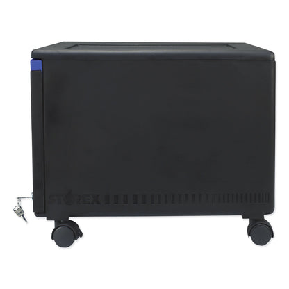 Storex Single-Drawer Mobile Filing Cabinet, 1 Legal/Letter-Size File Drawer, Black/Blue, 14.75" x 18.25" x 12.75"