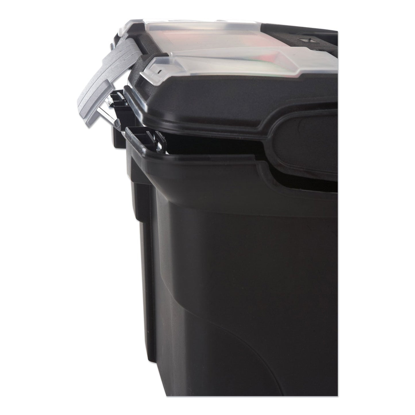 Storex Premium Mobile File Transport Box with Telescoping Handle and Organizer Tray, Letter Files, 15" x 16.38" x 14.25", Black/Gray