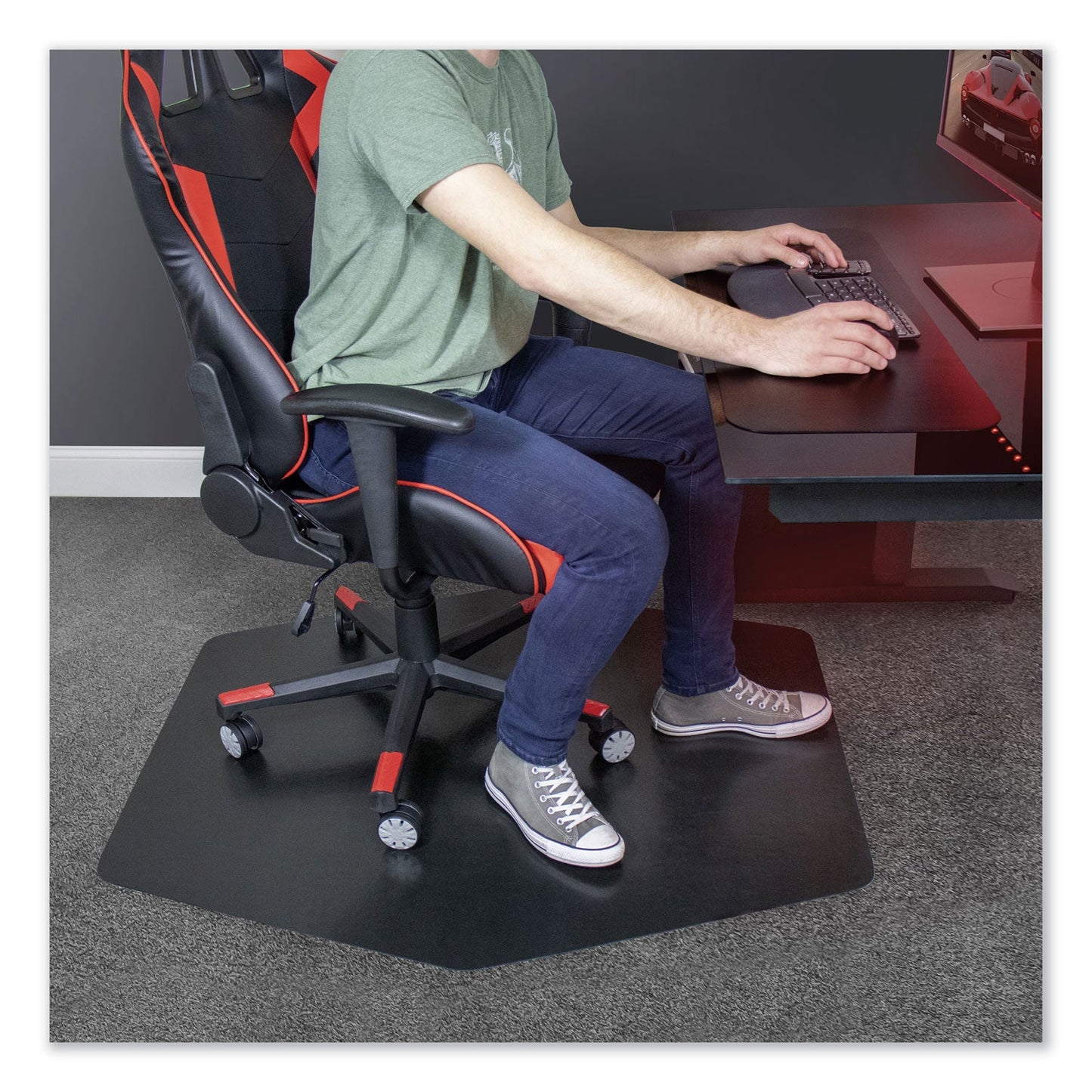 ES Robbins Game Zone Chair Mat, For Hard Floor/Medium Pile Carpet, 42 x 46, Black