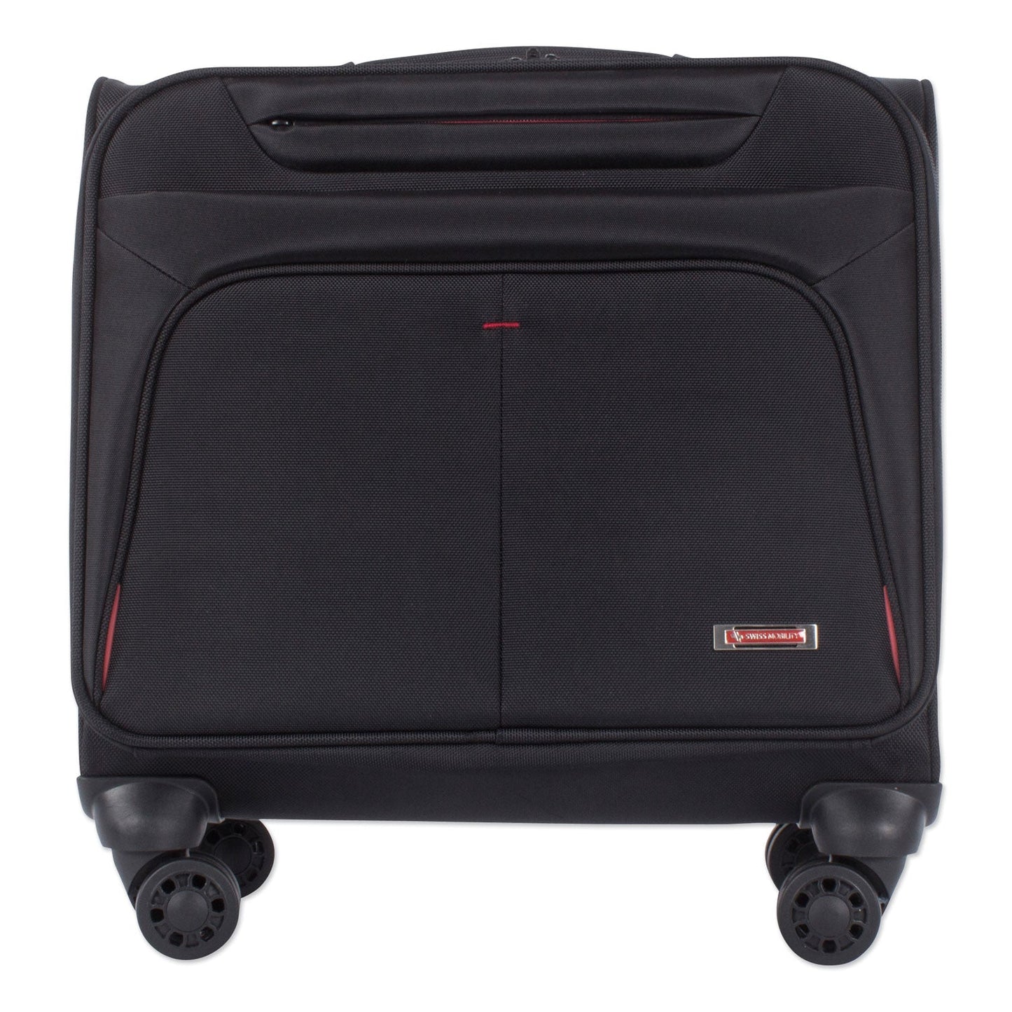 Swiss Mobility Purpose Overnight Business Case On Spinner Wheels, Fits Devices Up to 15.6", Polyester, 9.5 x 9.5 x 17.5, Black