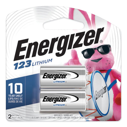 Energizer 123 Lithium Photo Battery, 3 V, 2/Pack