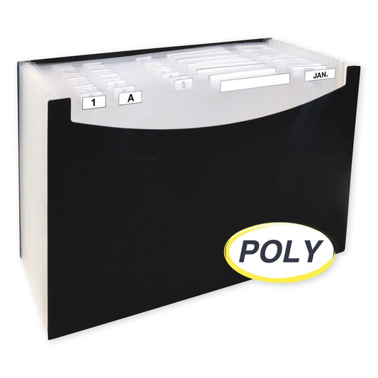 C-Line 21-Pocket Stand-Up Design Expanding File, 12" Expansion, 21 Sections, 1/5-Cut Tabs, Legal Size, Black