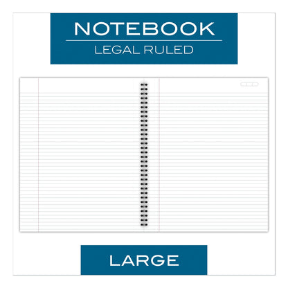 Cambridge Wirebound Business Notebook, 1 Subject, Wide/Legal Rule, Black Cover, 11 x 8.5, 80 Sheets