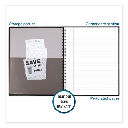 Cambridge Hardbound Notebook with Pocket, 1 Subject, Wide/Legal Rule, Black Cover, 11 x 8.5, 96 Sheets