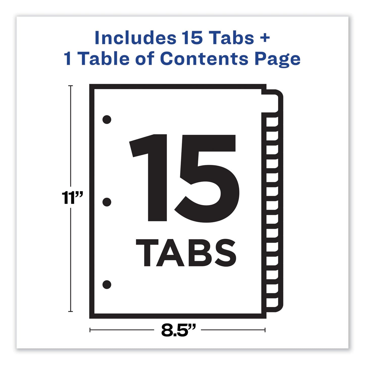 Avery Customizable TOC Ready Index Multicolor Tab Dividers, 15-Tab, 1 to 15, 11 x 8.5, White, Contemporary Color Tabs, 1 Set