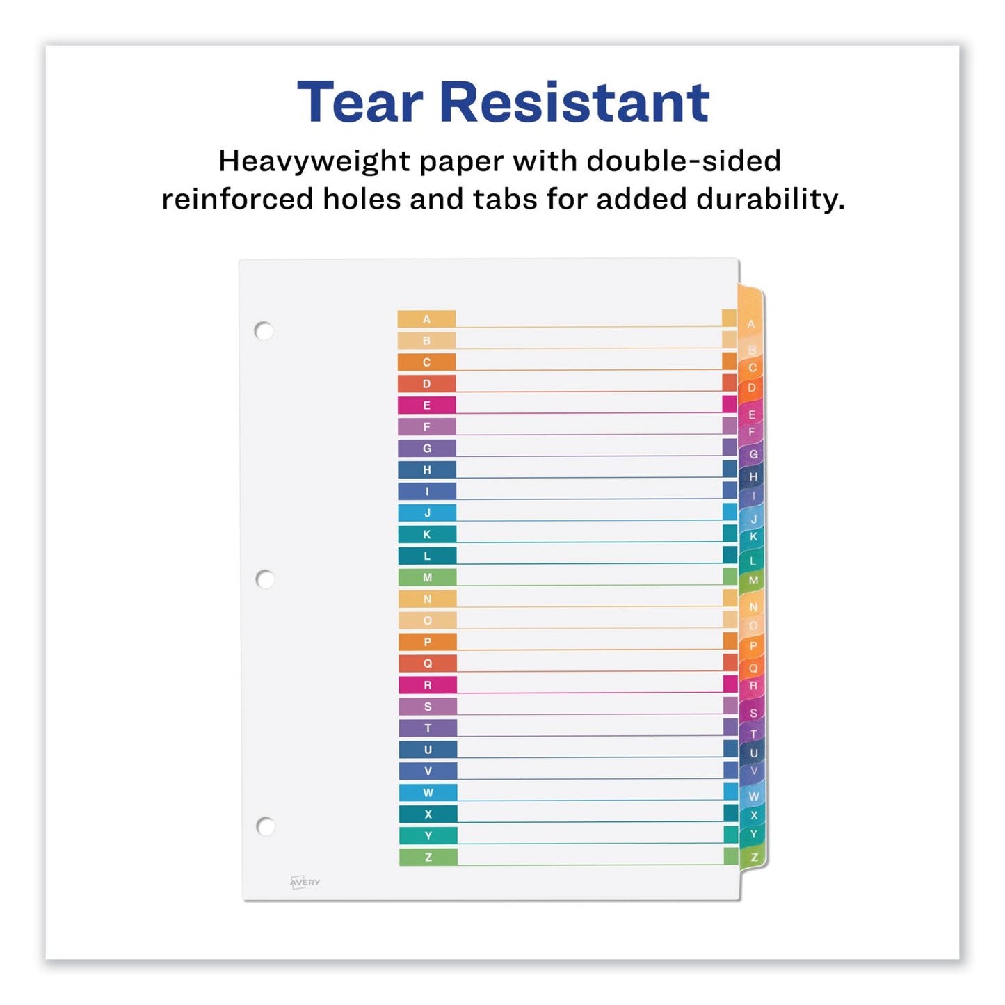 Avery Customizable Table of Contents Ready Index Dividers with Multicolor Tabs, 26-Tab, A to Z, 11 x 8.5, White, 1 Set