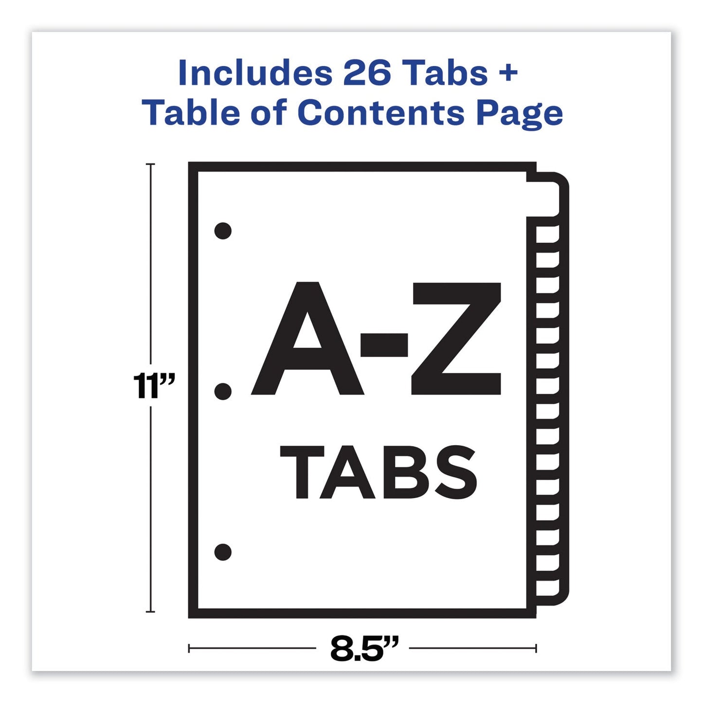 Avery Customizable TOC Ready Index Multicolor Tab Dividers, 26-Tab, A to Z, 11 x 8.5, White, Traditional Color Tabs, 1 Set