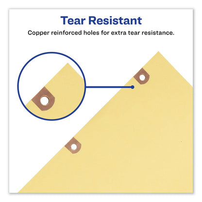 Avery Preprinted Black Leather Tab Dividers w/Copper Reinforced Holes, 12-Tab, Jan. to Dec., 11 x 8.5, Buff, 1 Set